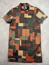 ZARA Womens Size Small Mini Sheath Dress Abstract Pattern Short Sleeve