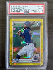 2020 Bowman Chrome Draft Isaiah Greene Sapphire Yellow Refractor /99 PSA 9 1st !