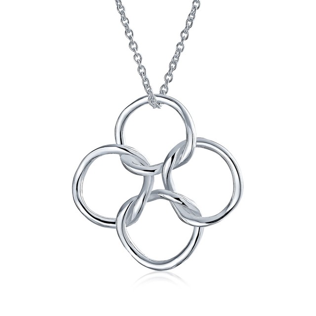 4 Geometric Interlocking Circles Pendant Necklace 925 Sterling Silver