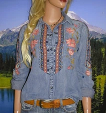 DRIFTWOOD FOR SUNDANCE CATALOG Sandy Weekend Wanderer Embroidered Shirt X Small