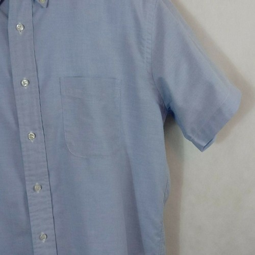 Land's End Herren blau Oxford kurzärmliges Shirt Größe 16,5 Knopfleiste 1 Tasche - Bild 3 von 10