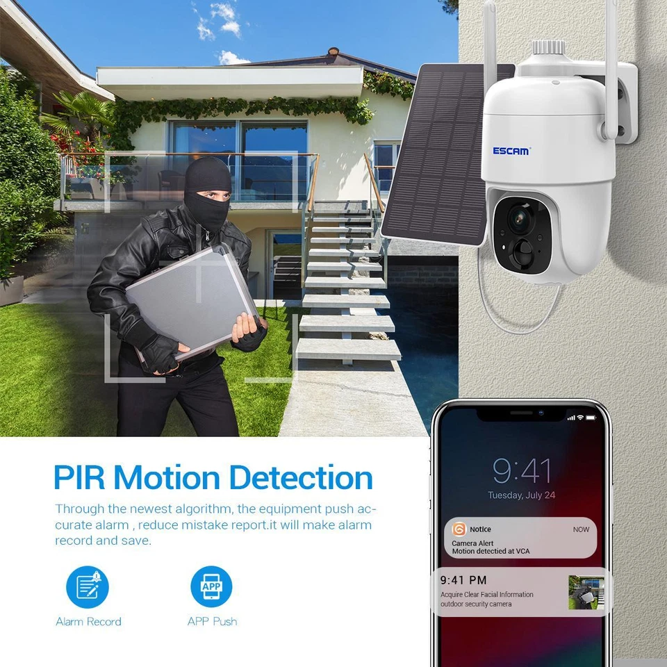 Two-way voice 2.4G Solar Panel WIFI PIR Motion Detection Outdoor IP Camera - Image 4 of 4