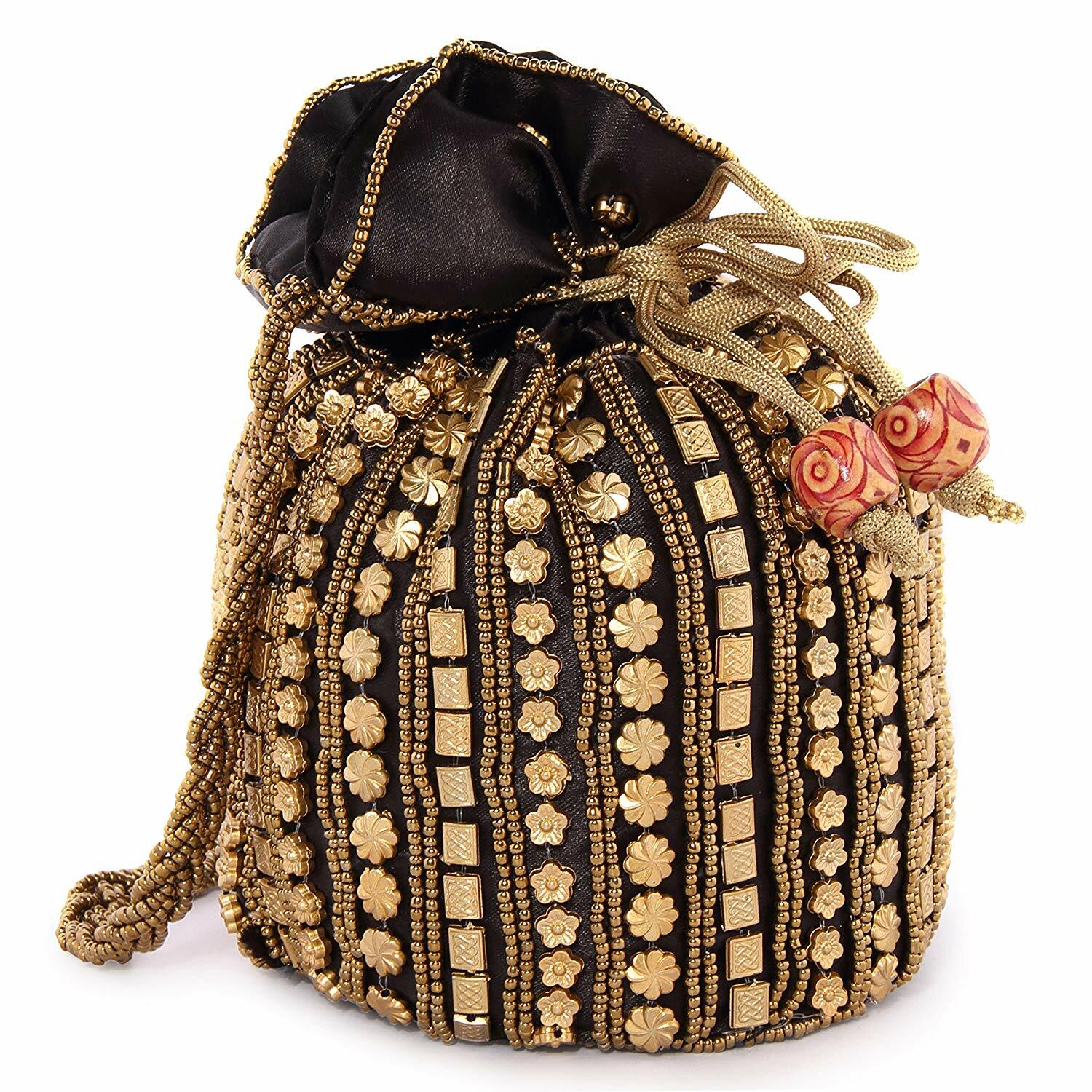 Bolso De Mano De Diseño Tradicional Indio Con Bordado De Perlas Para Fiesta