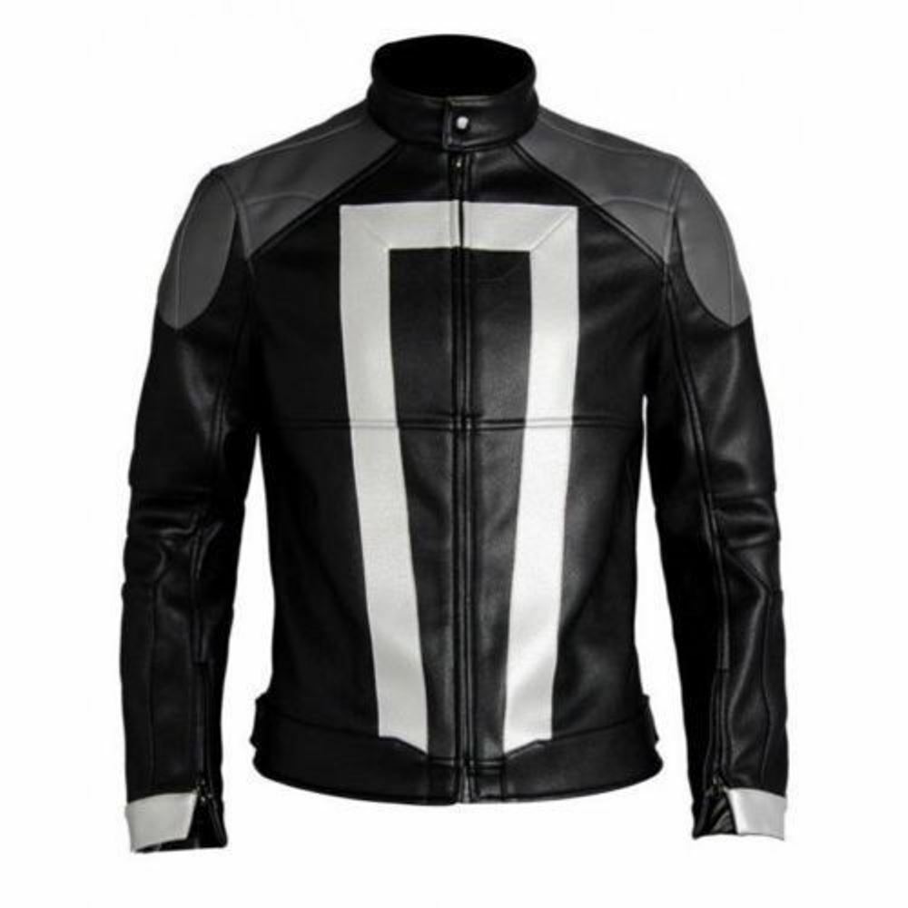 MENS GHOST RIDER LEATHER BLACK JACKET AGENTS OF SHIELD SEASON 4