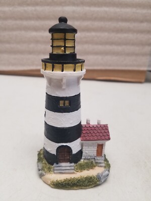 Black and White Lighthouse with side house Resin