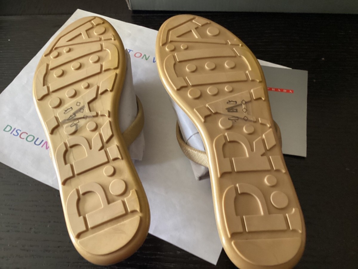 Prada Flip Flop Off gold (plating) Size 38 EU Womens 3Y5152 Prada Flip Flop Off gold (plating) Size 38 EU Womens 3Y5152