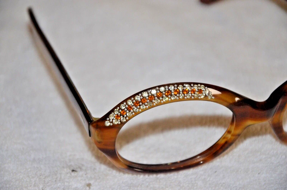 ÓCULOS DE OLHO VINTAGE FEMININO ANOS 50-60 REDONDO "DIAMANTE" gato armação francesa - Imagem 4 de 4