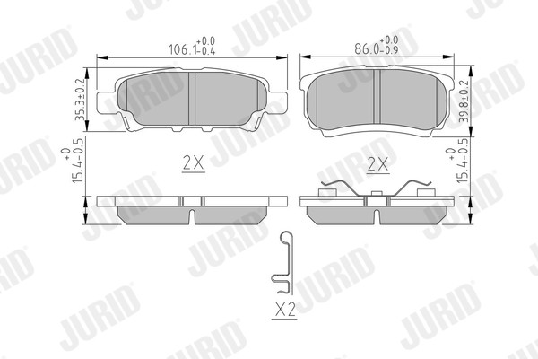 Jurid 572547J Bremsbelagsatz, Scheibenbremse For Chrysler Dodge Jeep Mitsubishi-image