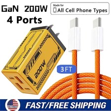 200W Super Fast Charging Type C Wall Charger For Samsung iPhone Android Phone US