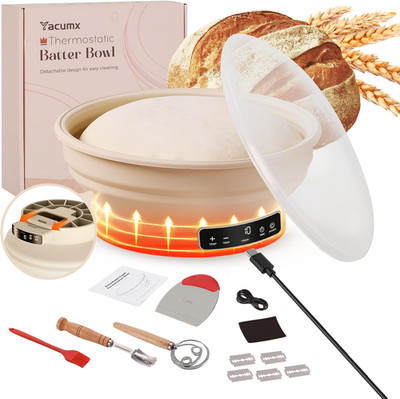 Electric Sourdough Starter Kit with 6-Temp (77-122 ) Control & Timer - 9'' Foldab