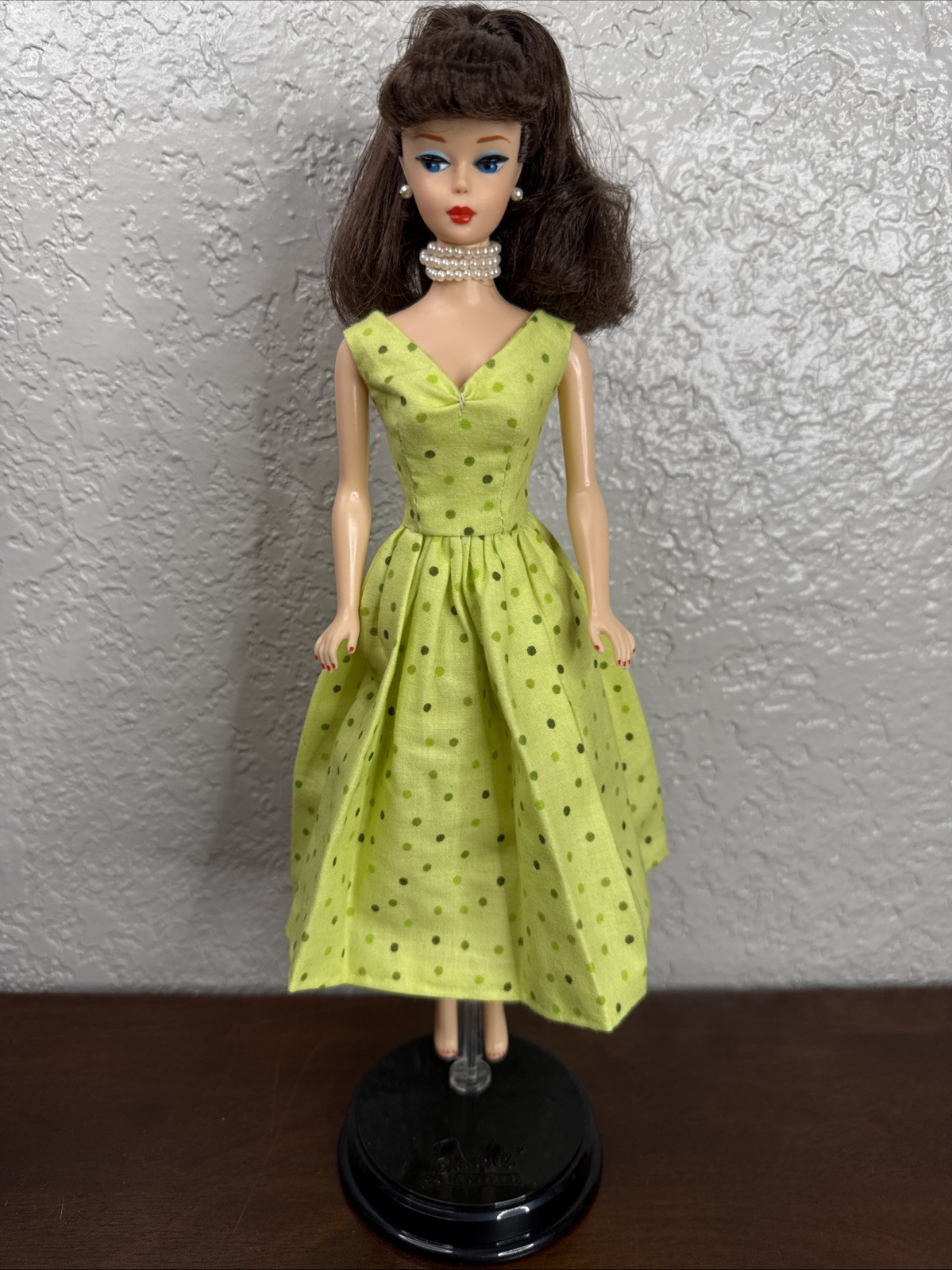 Made for Fashion Royalty and Barbie Dolls Dress Vintage Style Green Polka Dots