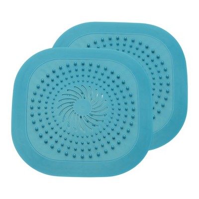 2 Stück quadratische Haarabdeckung, 5,9 Zoll Duschhaarsensor, blau