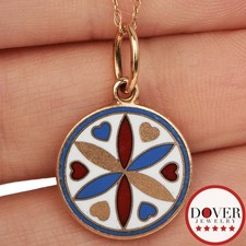 Estate 10K Yellow Gold Pennsylvania Dutch Hex Enamel Pendant 3.4 Grams NR