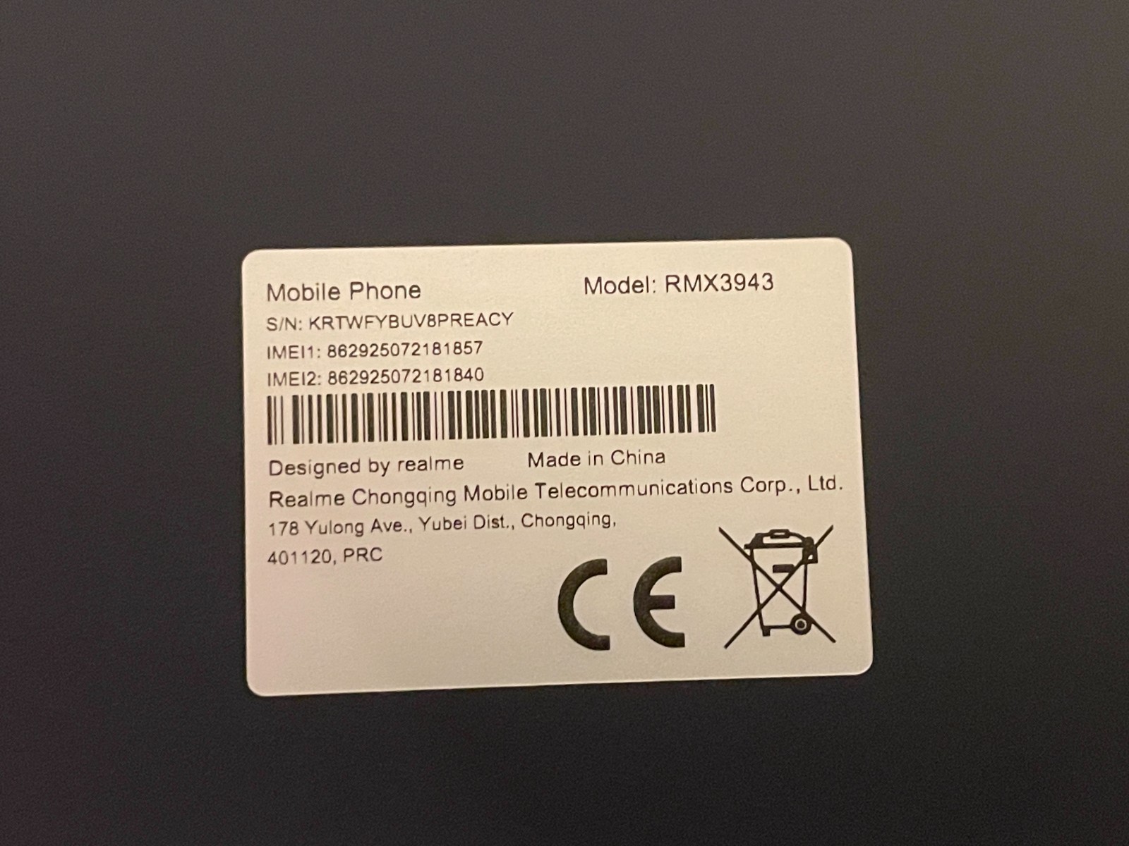 Realme 14x 5G 8+256GB BLACK ---NOT USED---GLOBAL EDITION