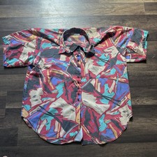 Vtg 90s WRANGLER Style Western Shirt Aztec COLORFUL Button Up Men's 16-16.5 l