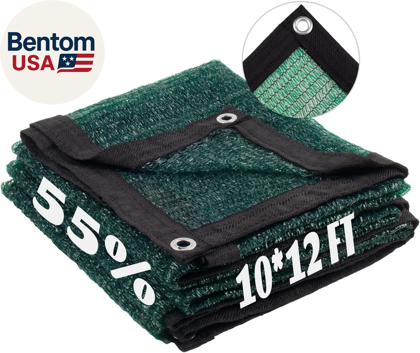 10X12Ft 55% Dark Green Shade Cloth Sun Shade Net with Grommets Sunblock Net Mesh