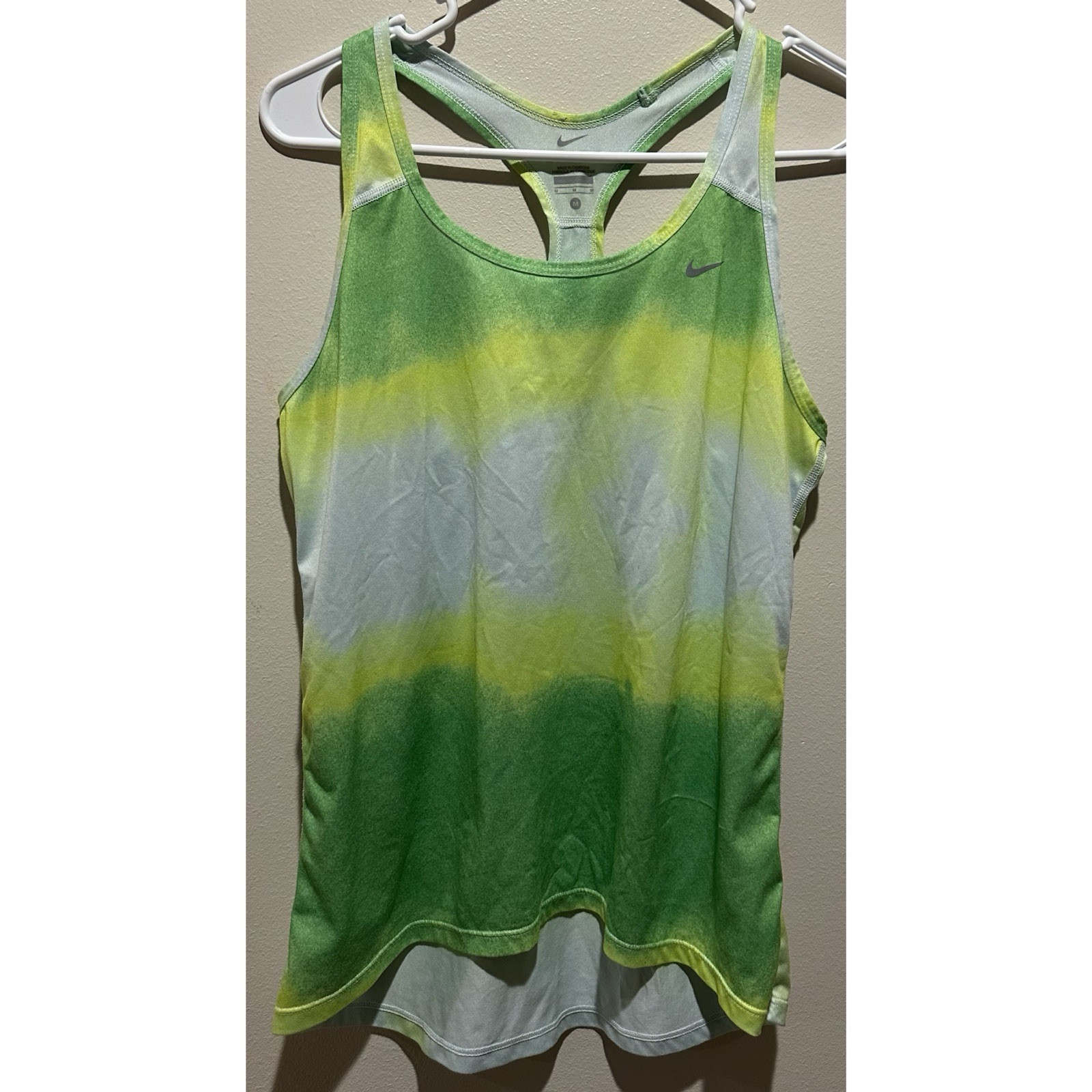 Nike Dri-FIT Women's Green Yellow Ombré Lightweight Racerback Tank Top Size M