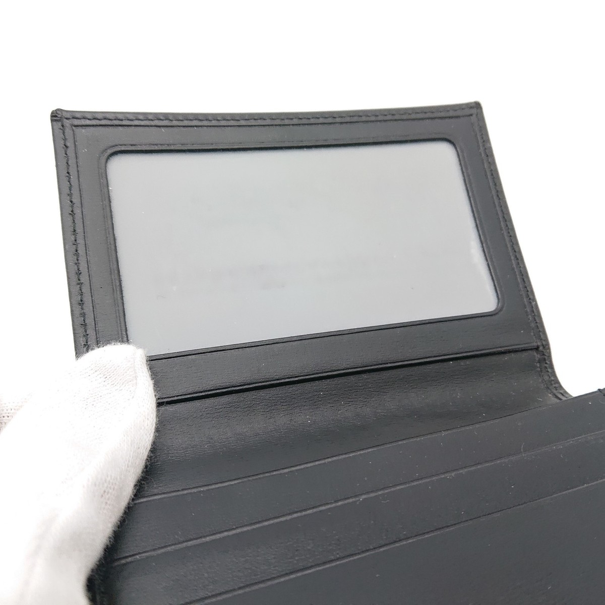 Cartier card case Card Holder Black Leather Authentic silver Cartier card case Card Holder Black Leather Authentic silver