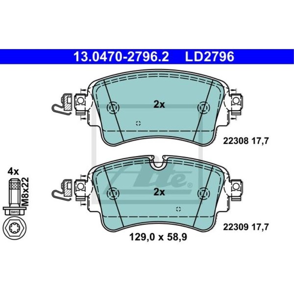 ATE BremsbeläGe Bremsbelegsatz Hinten FüR Audi A4 Avant Q7 VW Touareg-image