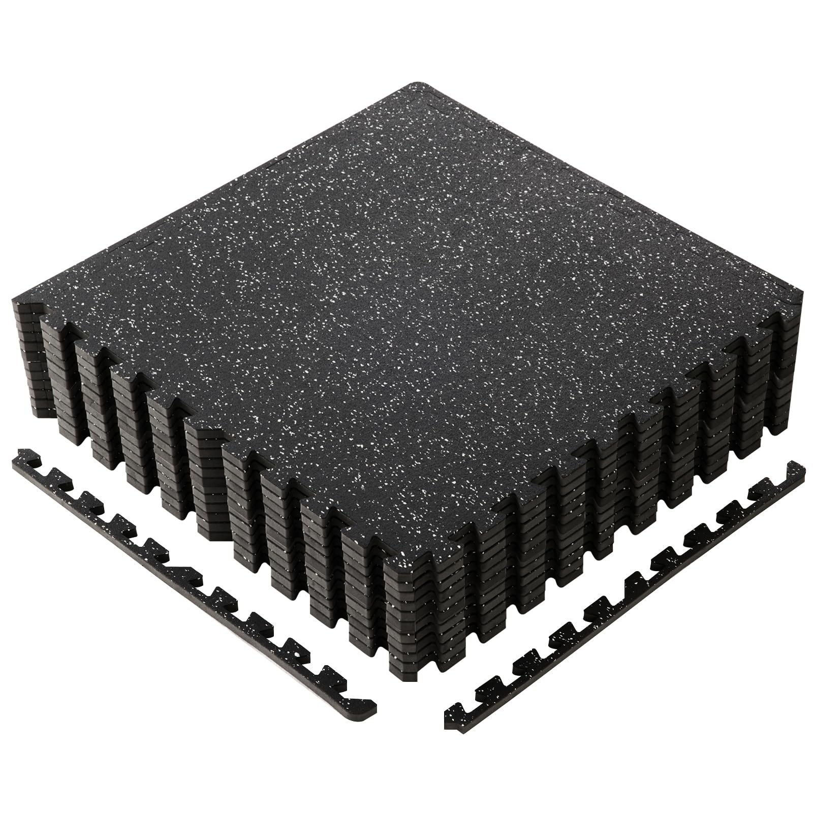 Interlocking Rubber Floor Tiles, Gym Flooring for Home Gym Mat 1/2 Inch Thick...