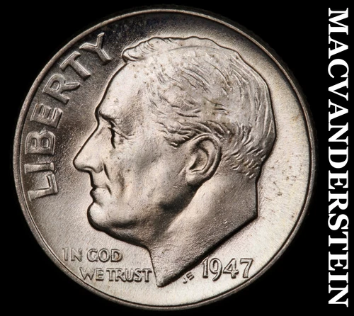 1947 Roosevelt Dime- Silver- Choice Gem Brilliant Uncirculated++++ Luster #J240