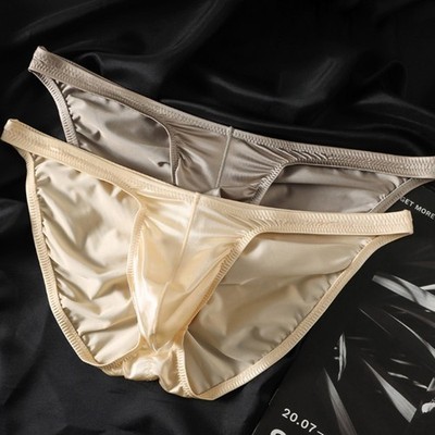 Low Rise Men Briefs with Breathable Fabric Bulge Pouch and Satin Style