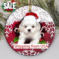 Personalized Ornament, Maltese Dog Christmas Ornament, Dog Lovers Gift, Malte...