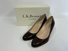 L.K.BENNETT SHOES BROWN CROC LEATHER SABIRA STYLE UK 7 EU 40 WITH BOX LIGHT WEAR