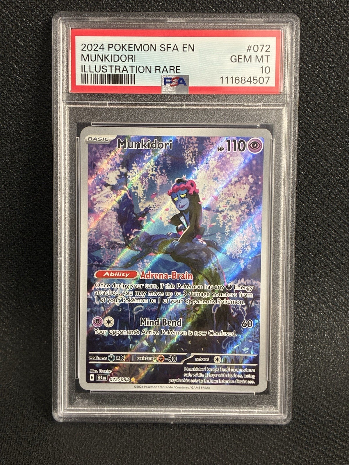 PSA 10 GEM MINT - #072 Munkidori Illustration Rare - 2024 Pokemon Shrouded Fable