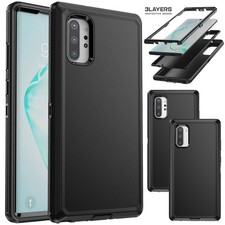 Black For Samsung Galaxy Note10/Note10 Plus Heavy Duty Case 3in1 Layers Cover