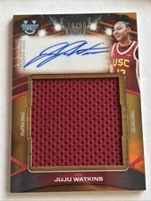 JuJu Watkins 2025-26 Bowman U Best Gold Refractor Jumbo Game Jersey Auto /50 USC