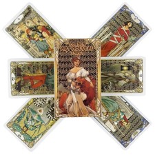 Golden Art Nouveau Tarot Deck 78 Cards Oracle Divination English Borad Playing