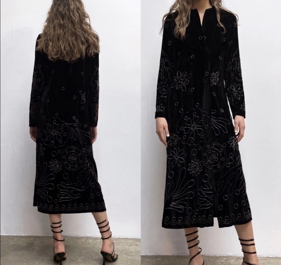 Kimono Zara Edición Limitada Terciopelo Longline - Talla M - Favorito Blogger Foto 2 de 4