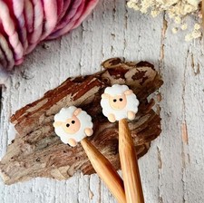 Knitting Needle Point Stoppers - Sheep - Needle Caps Protectors Sewing - 2pcs