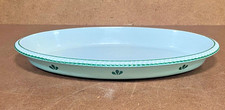 Vtg DRU Holland #40 Casserole Baking Dish Green Tulip Enamel Cast Iron Platter