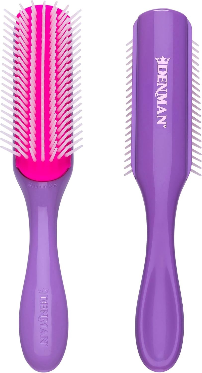 Denman Curly Hair Brush D3 (African Violet) 7 Row Styling Brush for Detangling,