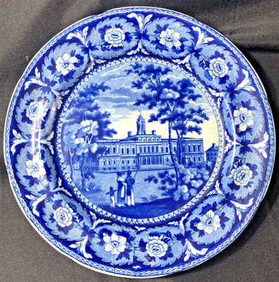 City Hall New York/Staffordshire/ Plate/ CA 1814-1830/ BLUE/ Ridgway/ NYC