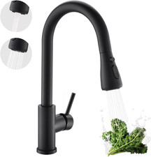 Matte Black Kitchen Faucet with Pull down Sprayer, 304 Stainless Steel, 23-Inch