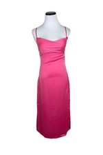 WeWoreWhat Revolve Satin Charmeuse Cowl Neck Midi Dress Zat Hot Pink Size 0