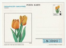 TURKEY TÜRKIYE 10L OVERPRINTED STAR A 1983 type FLOWER litho stat postcard Mint