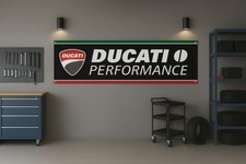 Ducati Performance Banner 71x24" Motorcycle Enthusiast Workshop Flag Gift