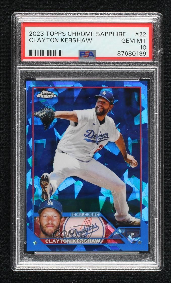 2023 Topps Chrome Sapphire Clayton Kershaw #22 PSA 10 GEM MT