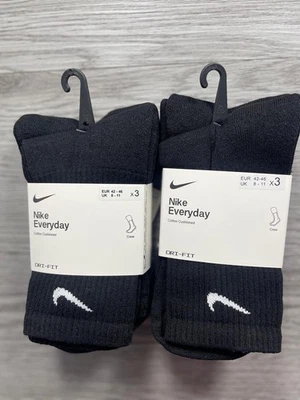 Nike Black Crew Socks 3 Pairs UK Adult Size 8-11