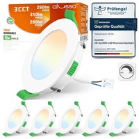 Led Einbaustrahler Dimmbar 230V 68Mm Ultra Flach IP44 Badezimmer Wohnzimmer 6Er