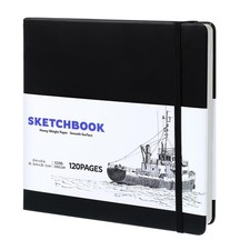Square Sketch Book 60 Sheets, Sketchbook with 200GSM Thick Paper Black 120 Pages