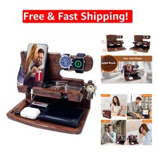Elegant Dark Brown Wood Phone Docking Station - Perfect Gift for Any Occasion