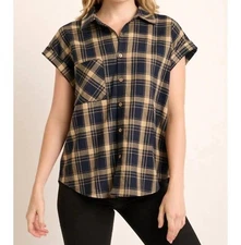 Mittoshop Checkered Plaid Print Shirt Mocha Frappe