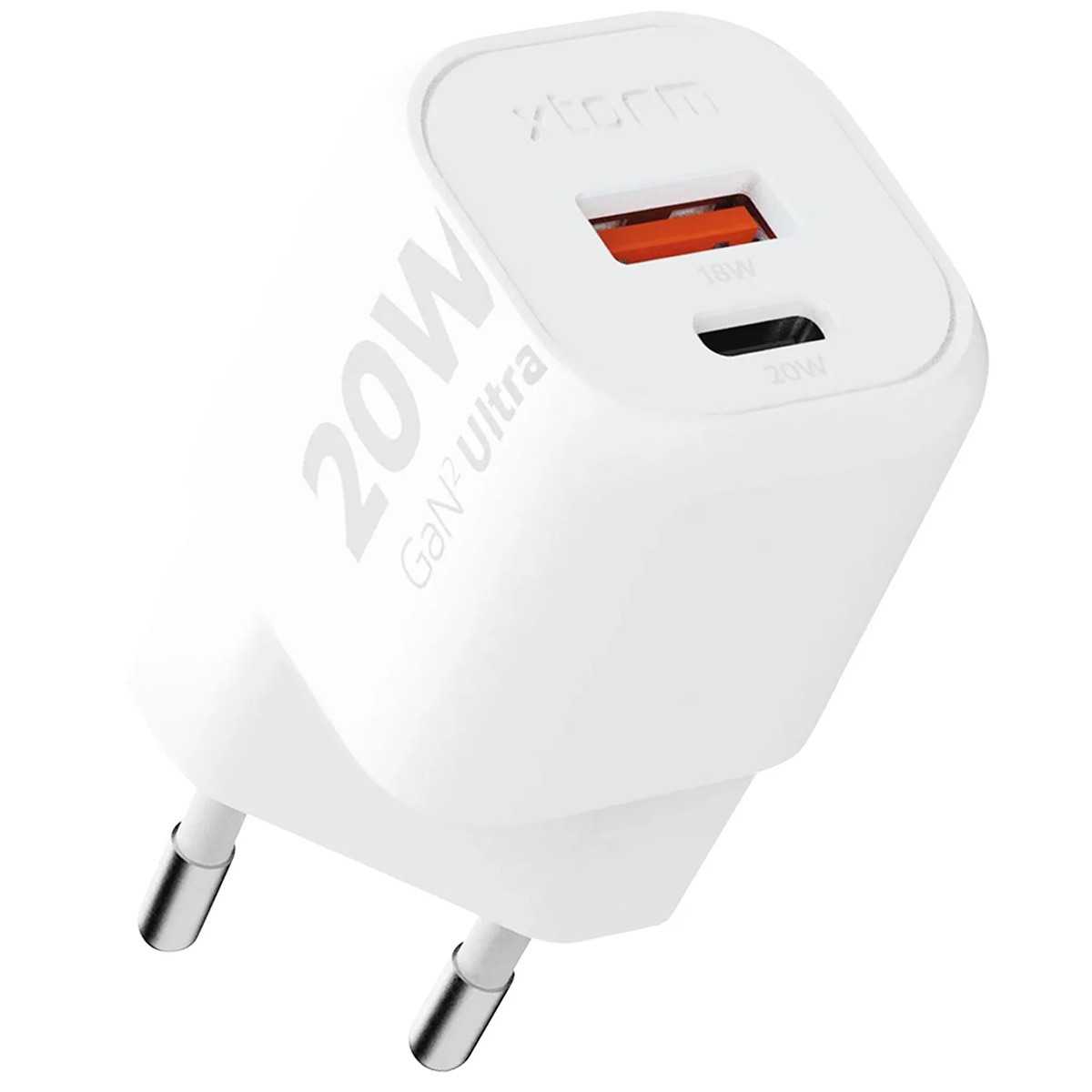 Chargeur GaN2 20W Xtorm Ultra-Wall blanc avec charge rapide thermique