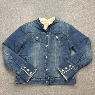 Levis Jeansjacke Damen mittelblau Trucker Sherpa gefüttert Red Tab Coat Lady