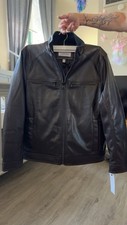 Vintage Y2K Calvin Klein Leather Jacket Men's Size MBrown Motorcycle 90s